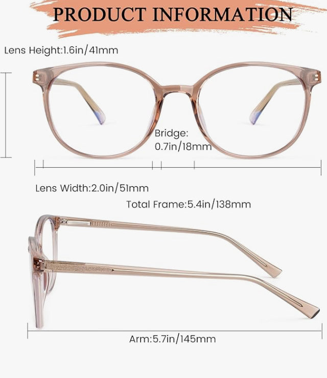 Stylish Round TR90 Blue Light Glasses - Anti-Eyestrain