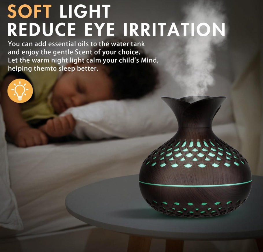 Mini Humidifier for Desk Bedroom Indoor Plant 300 ml Aromatherapy Diffuser Humidifier for Office Small Room Quiet Colorful Night Light Essential Oil Diffuser