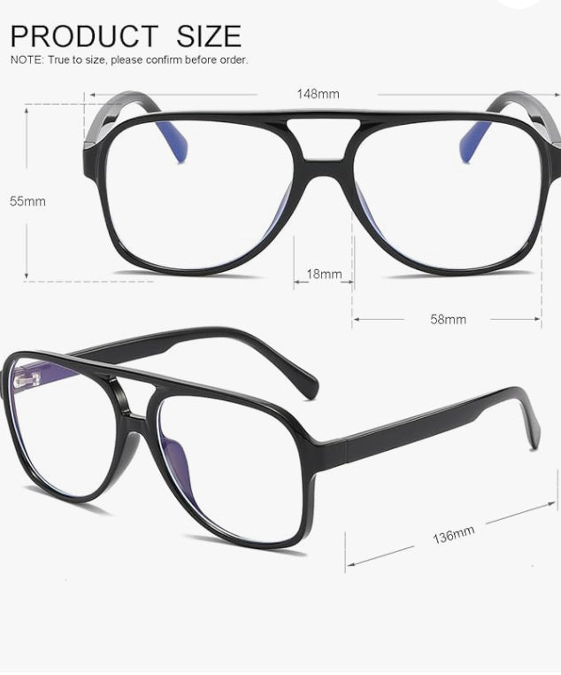 Retro Aviator Blue Light Glasses - Black Frame