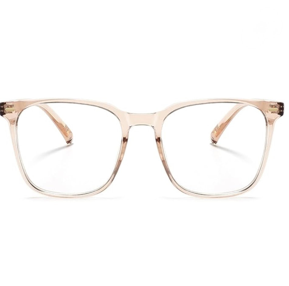 Oversized Square Blue Light Glasses - Transparent Brown