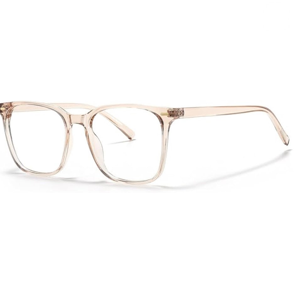 Oversized Square Blue Light Glasses - Transparent Brown