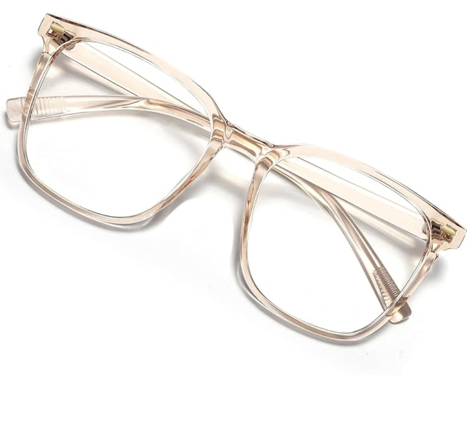 Oversized Square Blue Light Glasses - Transparent Brown