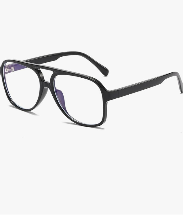 Retro Aviator Blue Light Glasses - Black Frame