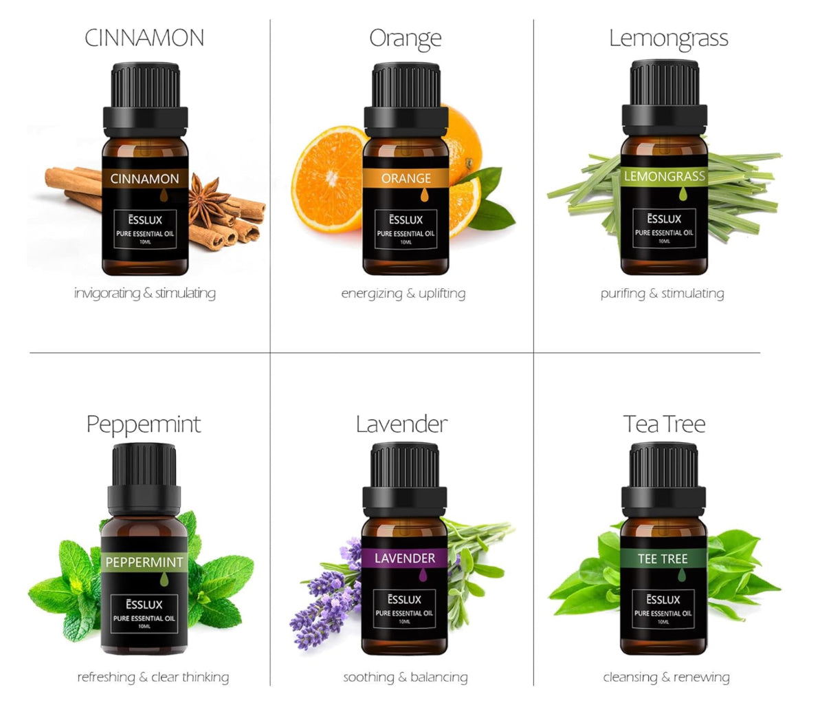 Classic 6-Piece Essential Oil Set - Lavender, Peppermint & More
