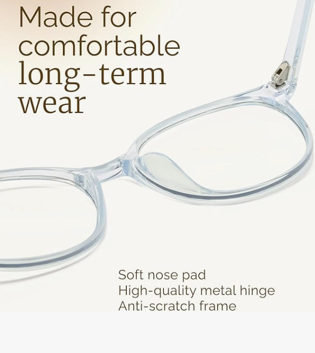 Clear Round Blue Light Glasses - Transparent Blue