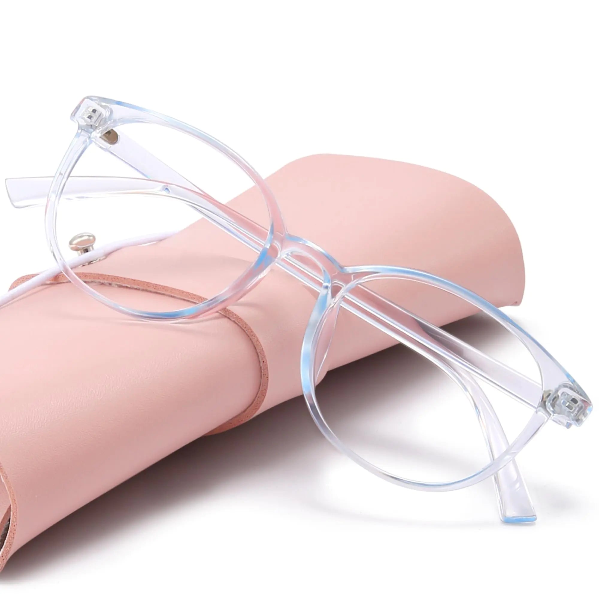 Clear Round Blue Light Glasses - Transparent Blue
