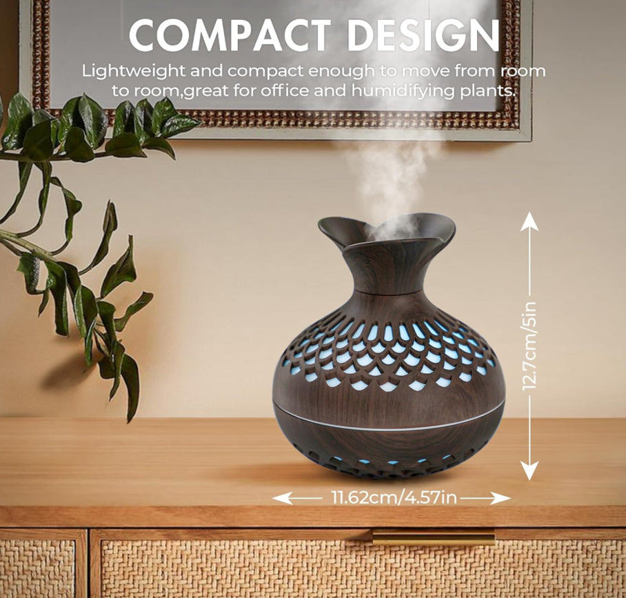 Mini Humidifier for Desk Bedroom Indoor Plant 300 ml Aromatherapy Diffuser Humidifier for Office Small Room Quiet Colorful Night Light Essential Oil Diffuser