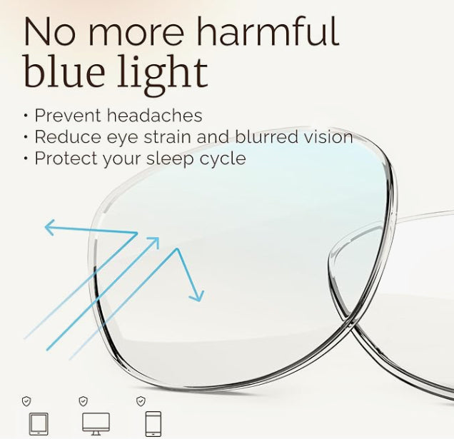 Clear Round Blue Light Glasses - Transparent Blue