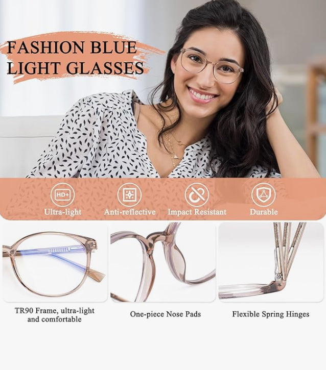 Stylish Round TR90 Blue Light Glasses - Anti-Eyestrain