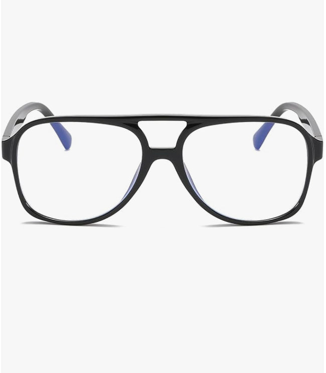 Retro Aviator Blue Light Glasses - Black Frame