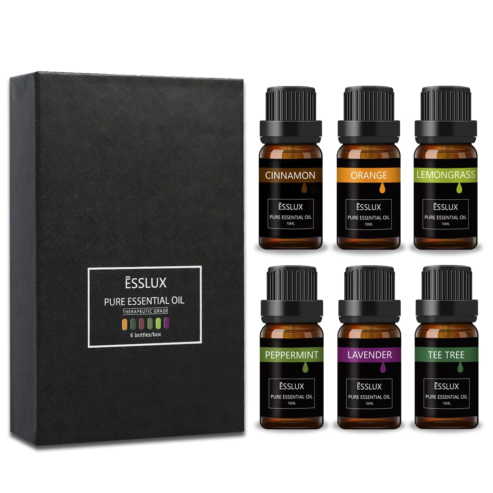 Classic 6-Piece Essential Oil Set - Lavender, Peppermint & More