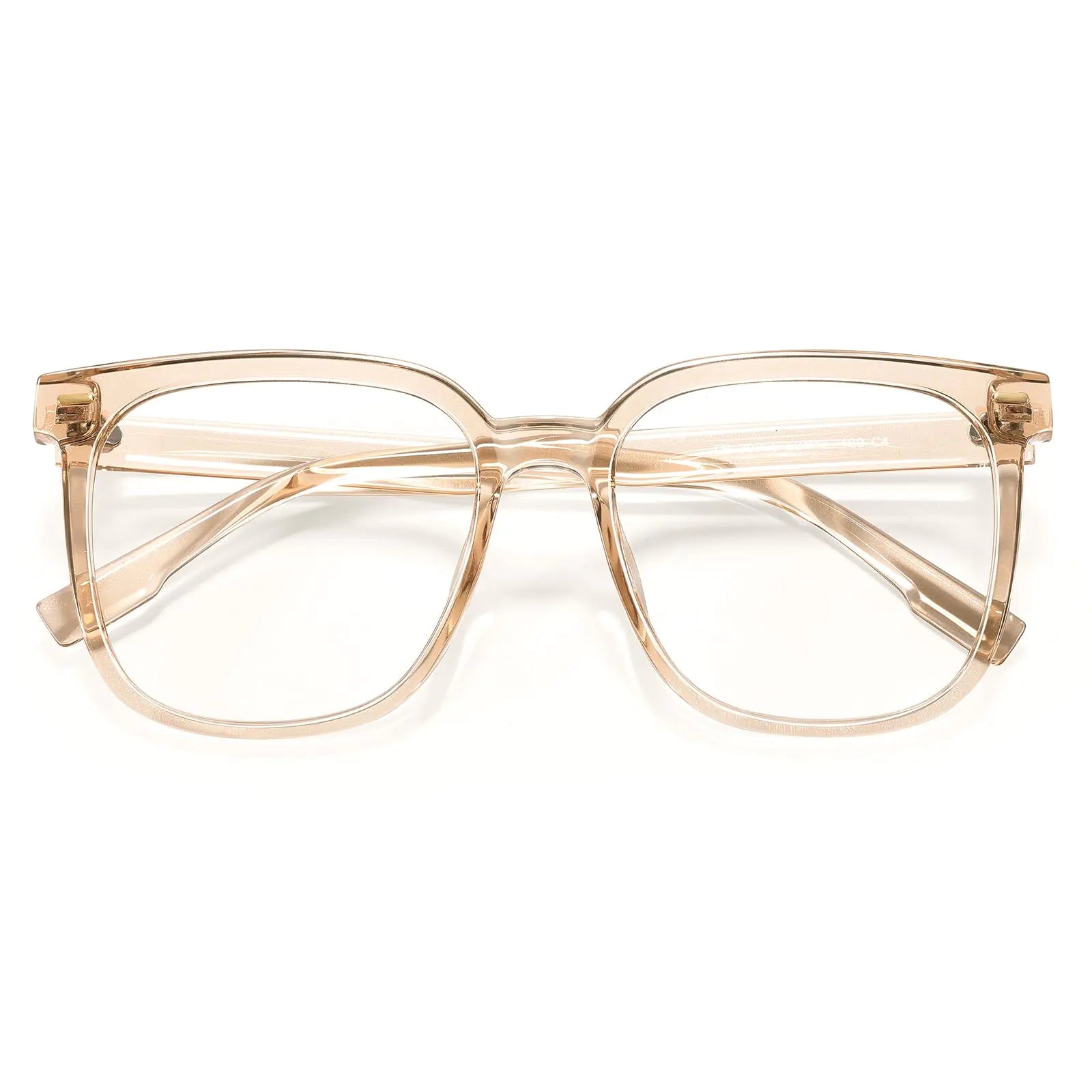 Oversized Square Blue Light Glasses - Transparent Brown